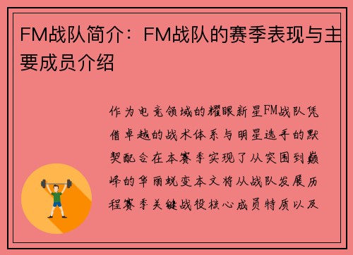 FM战队简介：FM战队的赛季表现与主要成员介绍